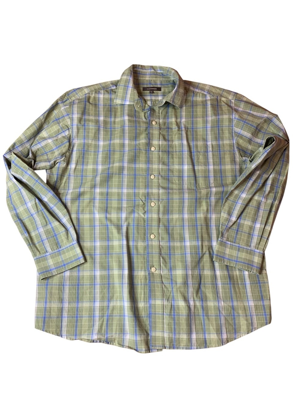 Denver Hayes Plaid Button-Down Shirt – Men’s XL – Green & Blue Long Sleeve